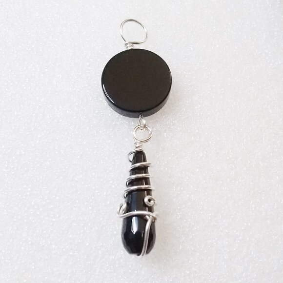 Black Agate Pendant: Grounding Balance & Strength - Create Your Own "Y" Necklace - Picture 1 of 9